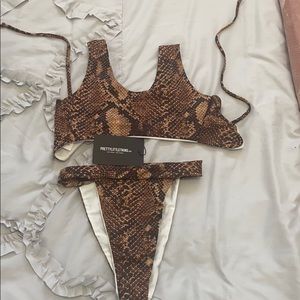 Brown snake tie front bikini